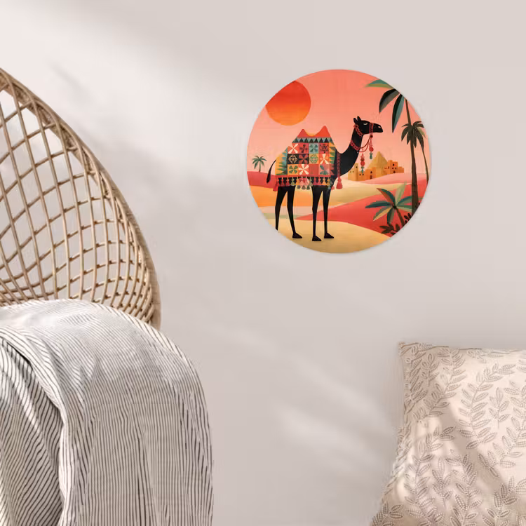 Behangcirkel - Kameel - Gekleurd tapijt - Duinen - Rode zon — 5