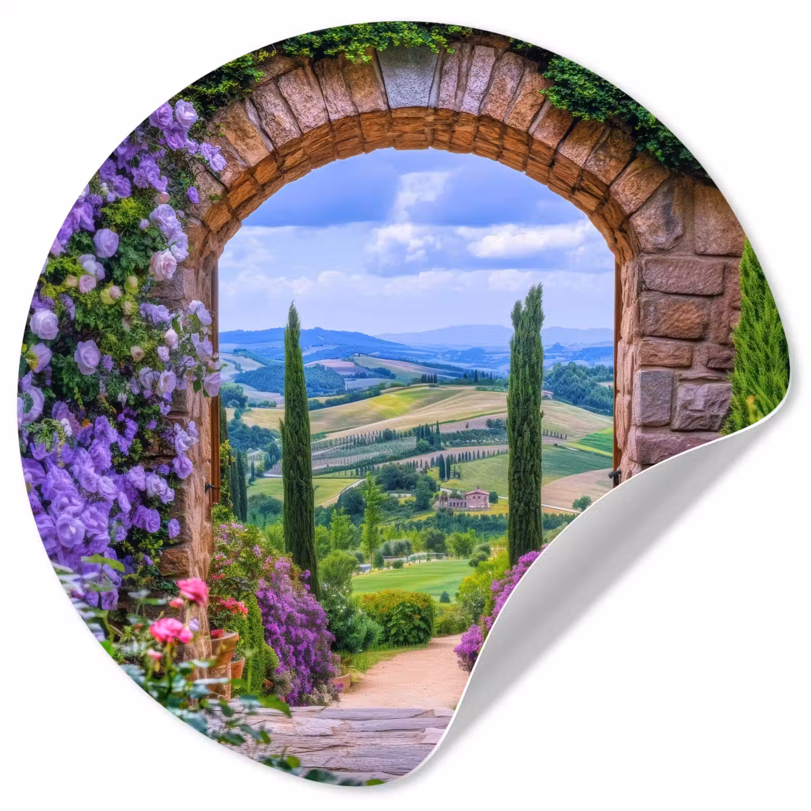 Behangcirkel - Doorkijk - Toscane - Landschap - Poort — 1