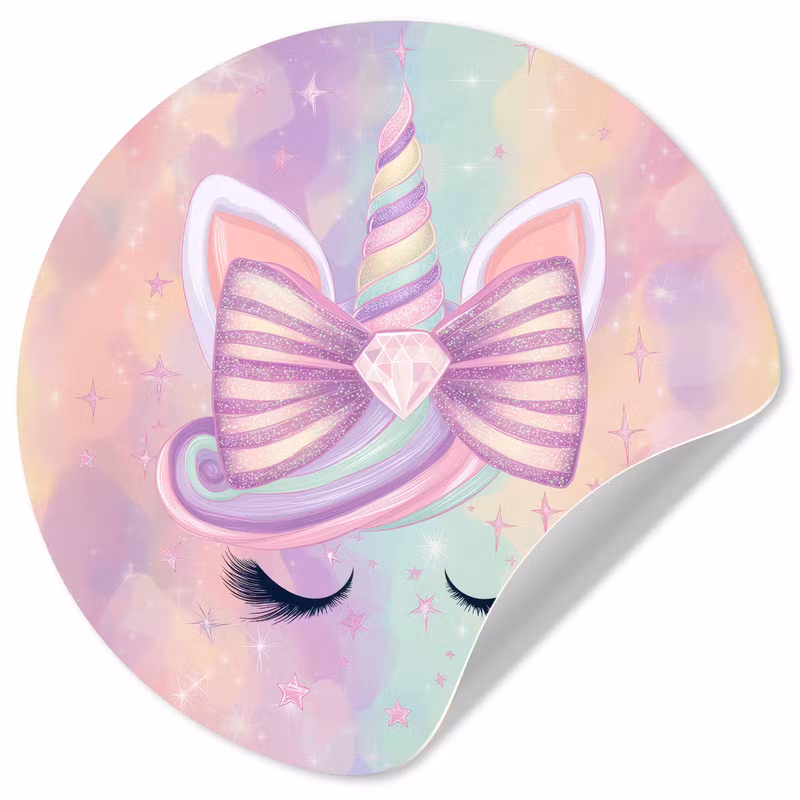 Behangcirkel - Eenhoorn - Glitters - Regenboog - Pastel — 1