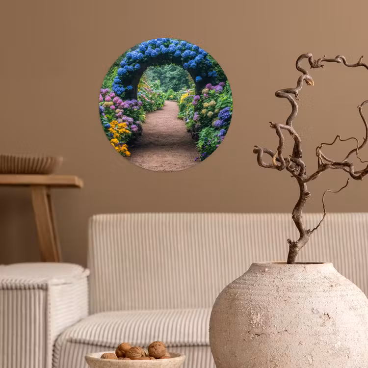 Behangcirkel - Doorkijk - Bloemen - Hortensia - Pad — 2