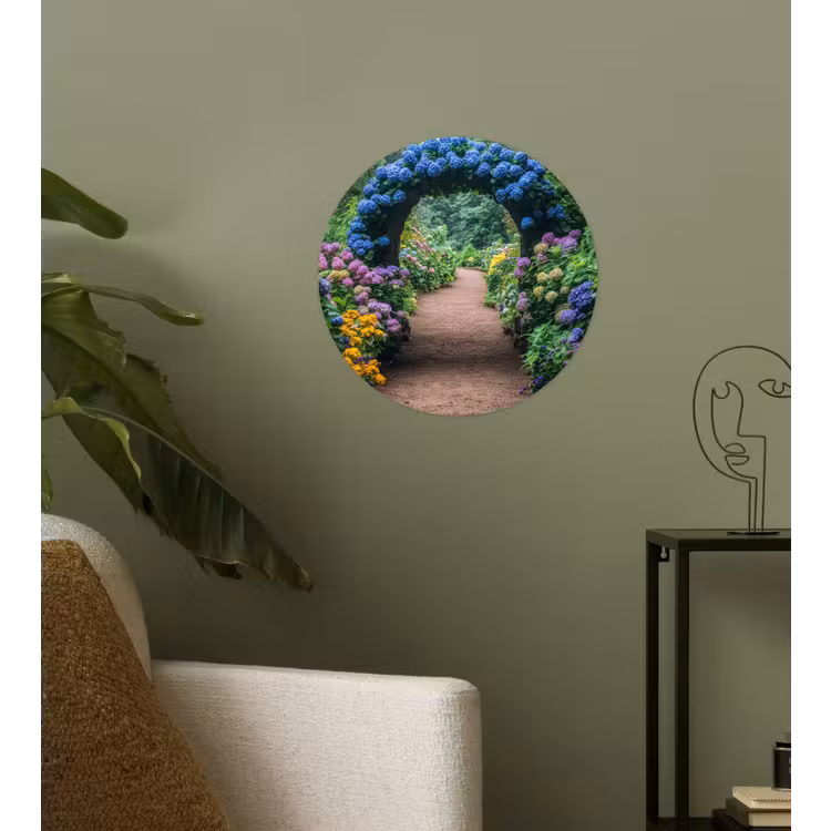 Behangcirkel - Doorkijk - Bloemen - Hortensia - Pad — 3