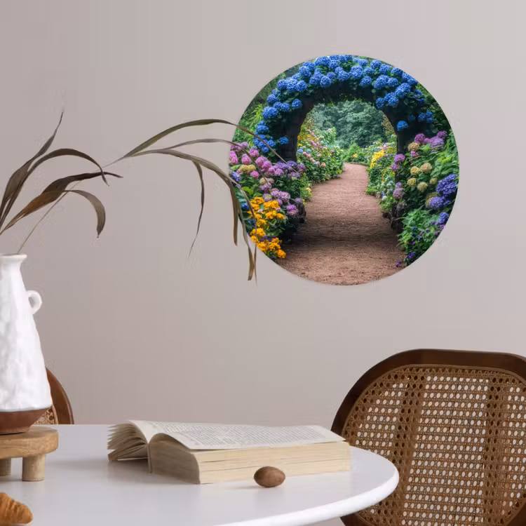 Behangcirkel - Doorkijk - Bloemen - Hortensia - Pad — 4