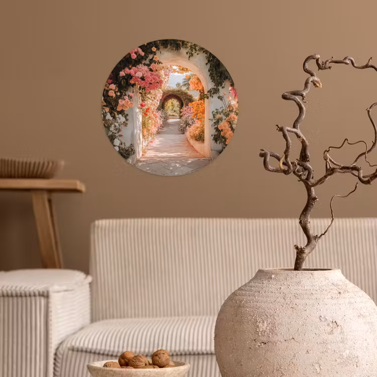 Behangcirkel - Doorkijk - Boog - Bloemen - Pastel — 2