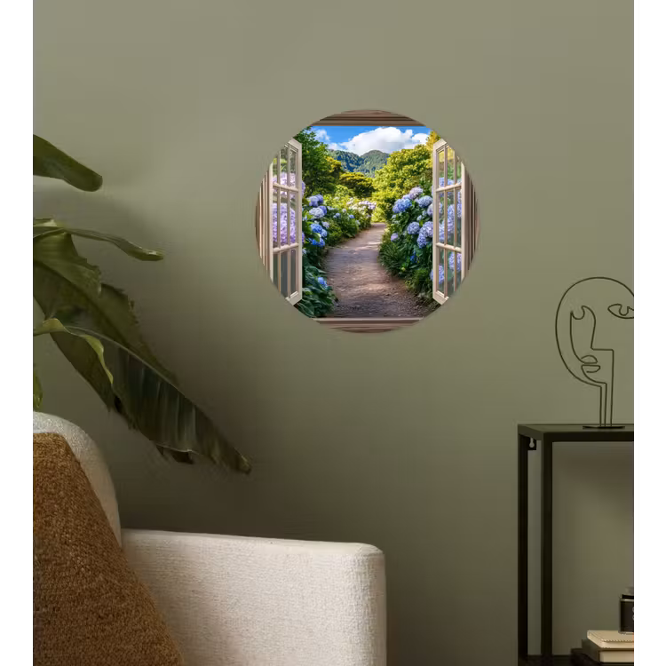 Behangcirkel - Doorkijk - Hortensia - Pad - Natuur — 3
