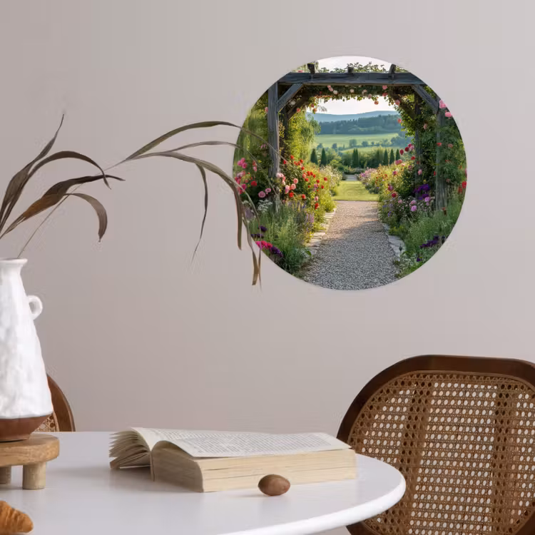 Behangcirkel - Doorkijk - Landschap - Natuur - Tuinboog - Bloemen — 4