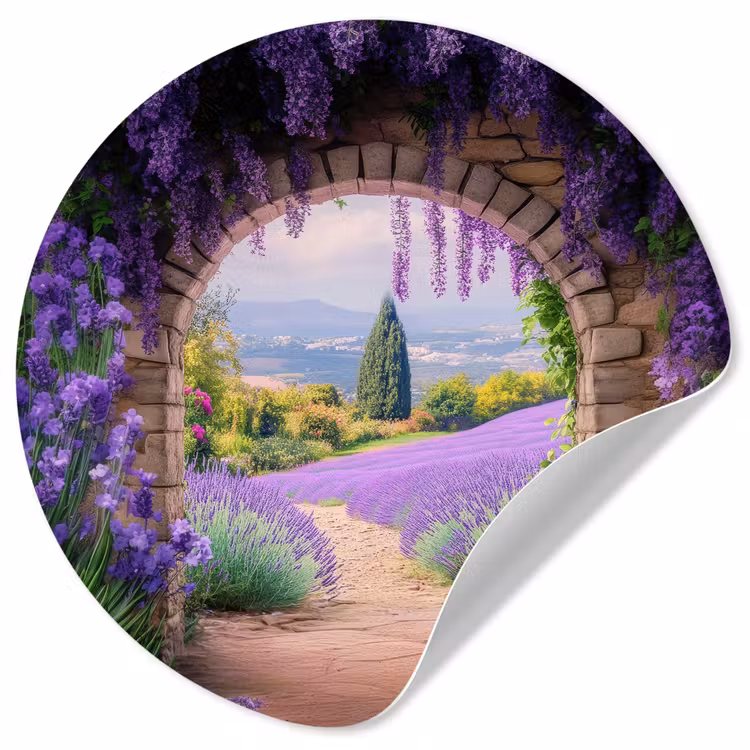 Behangcirkel - Doorkijk - Lavendel - Bloemen - Paars - Poort — 1