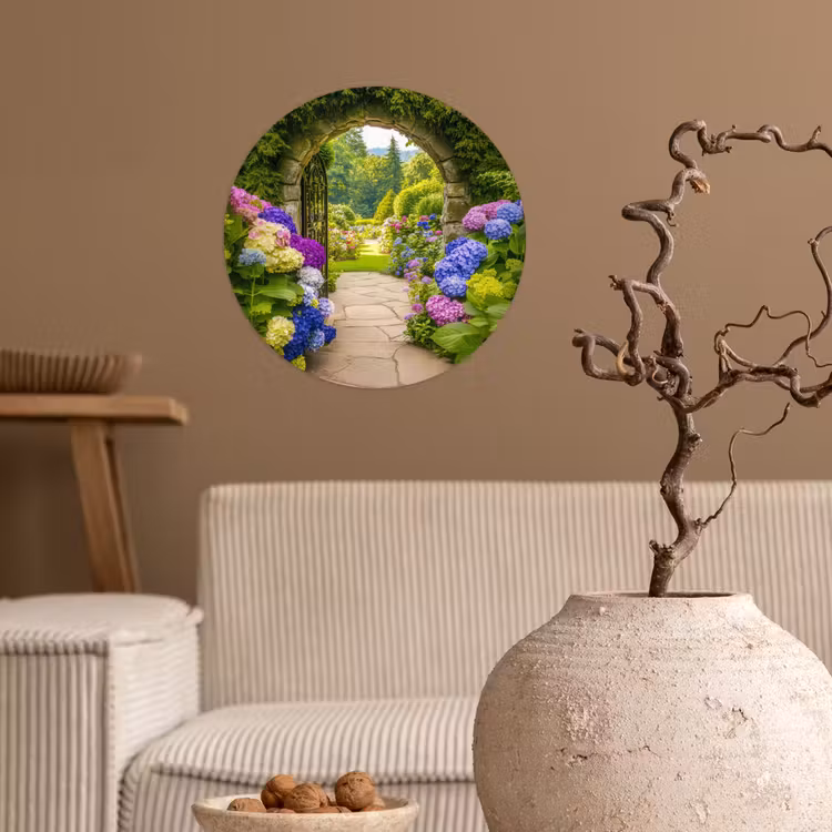 Behangcirkel - Doorkijk - Poort - Hortensia - Bloementuin — 2