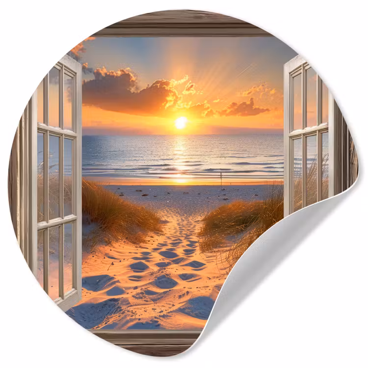 Behangcirkel - Doorkijk - Strand - Duinen - Zonsondergang — 1