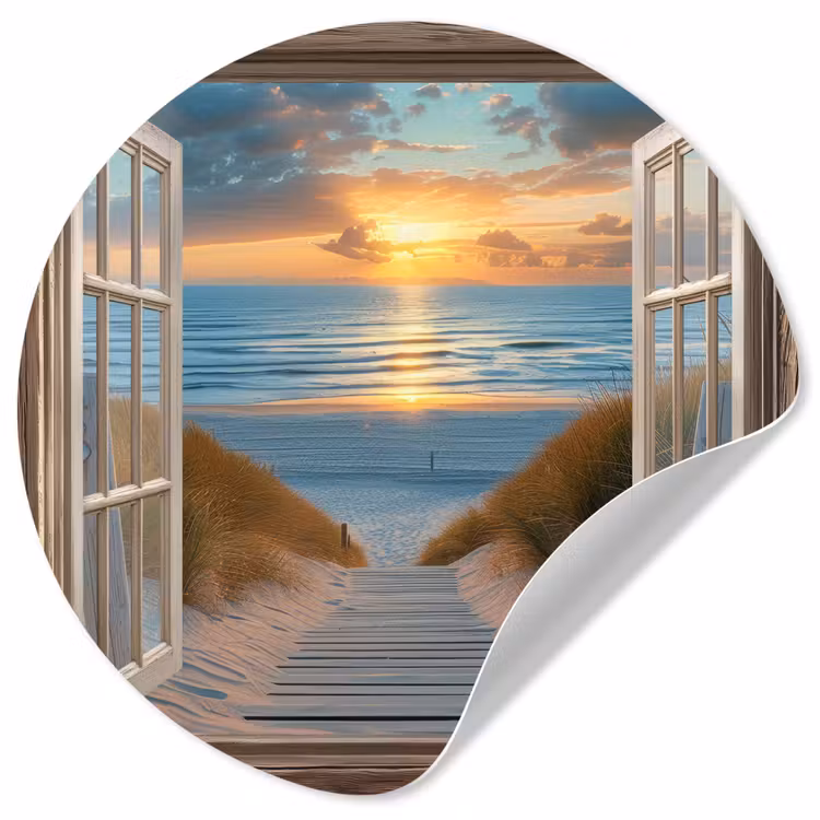 Behangcirkel - Doorkijk - Strand - Pad - Zonsondergang — 1