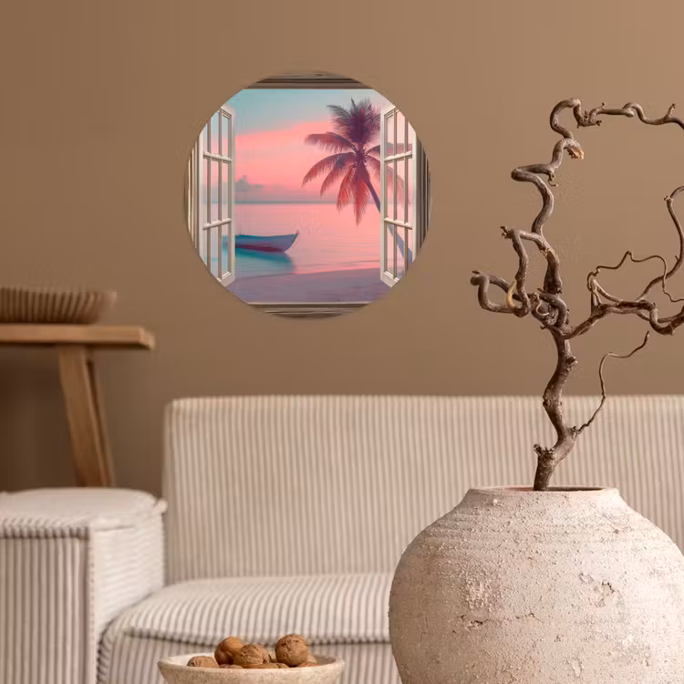 Behangcirkel - Doorkijk - Strand - Palmboom - Tropisch — 2