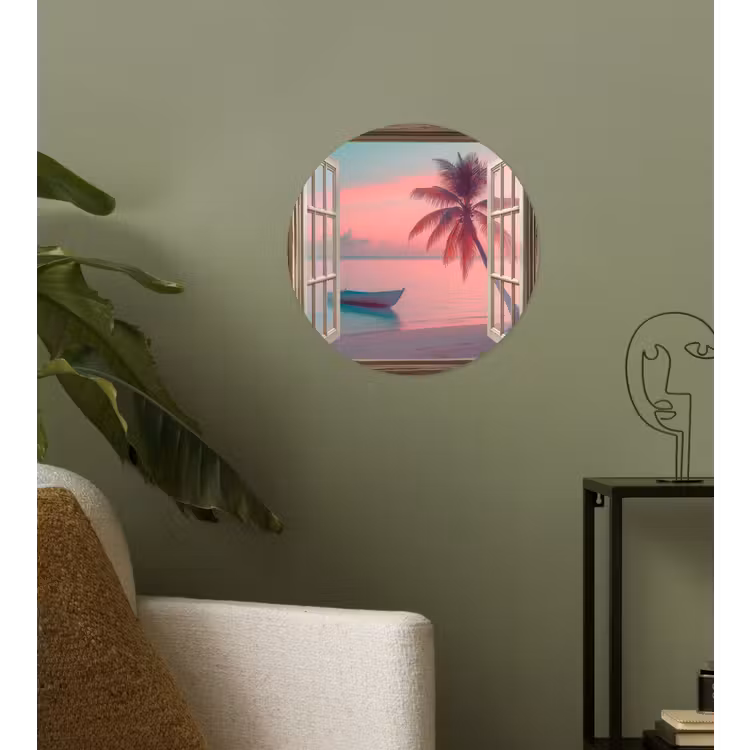 Behangcirkel - Doorkijk - Strand - Palmboom - Tropisch — 3
