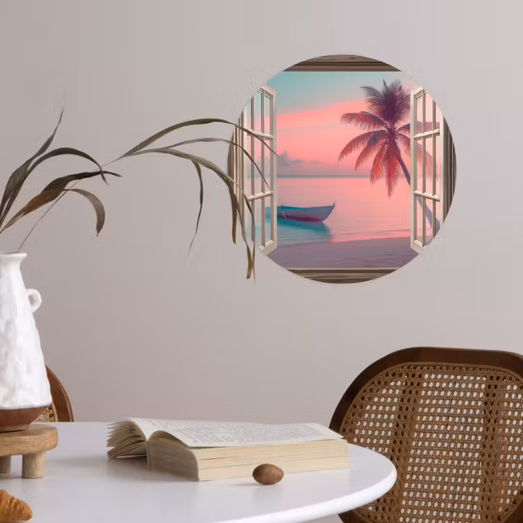 Behangcirkel - Doorkijk - Strand - Palmboom - Tropisch — 4