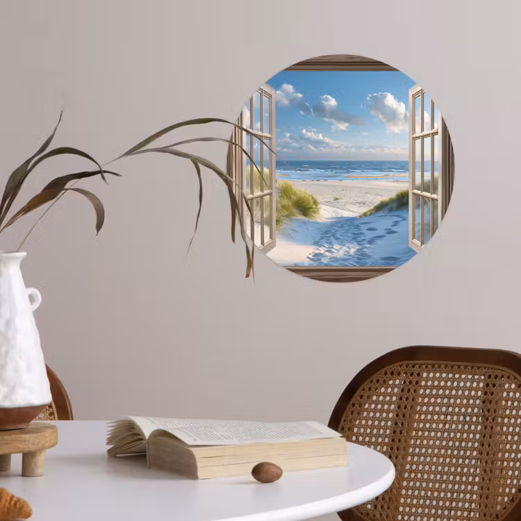 Behangcirkel - Doorkijk - Strand - Raam - Duinen - Zee — 4