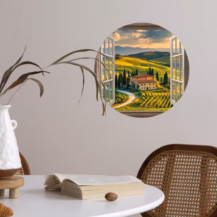 Behangcirkel - Doorkijk - Toscane - Uitzicht - Landschap - Zomer — 4
