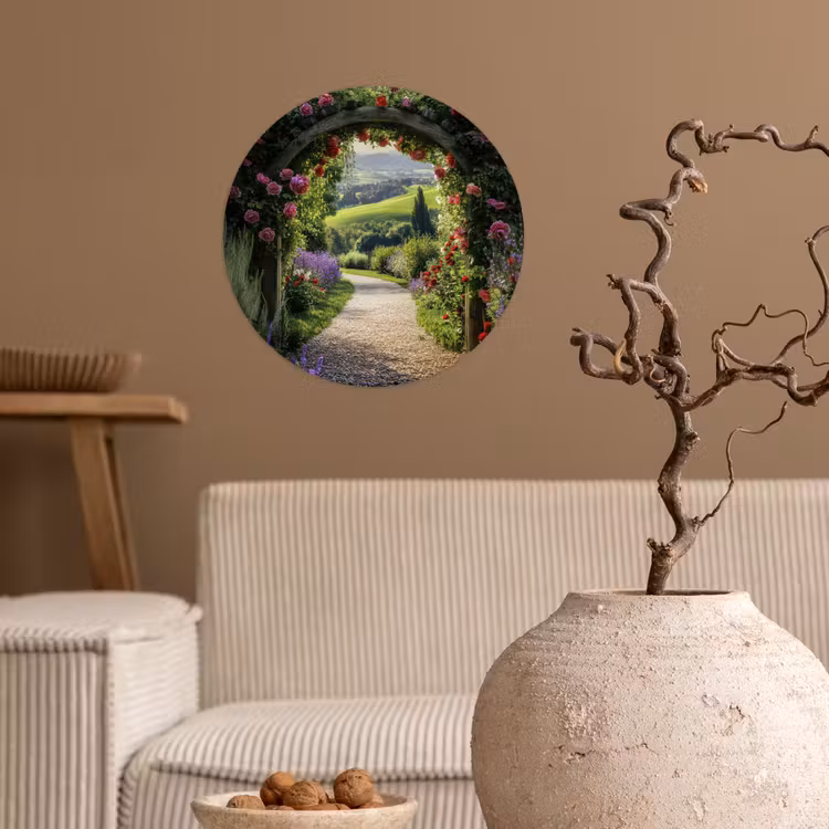 Behangcirkel - Doorkijk - Tuinboog - Bloemen - Natuur - Pad — 2