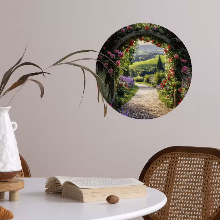 Behangcirkel - Doorkijk - Tuinboog - Bloemen - Natuur - Pad — 4