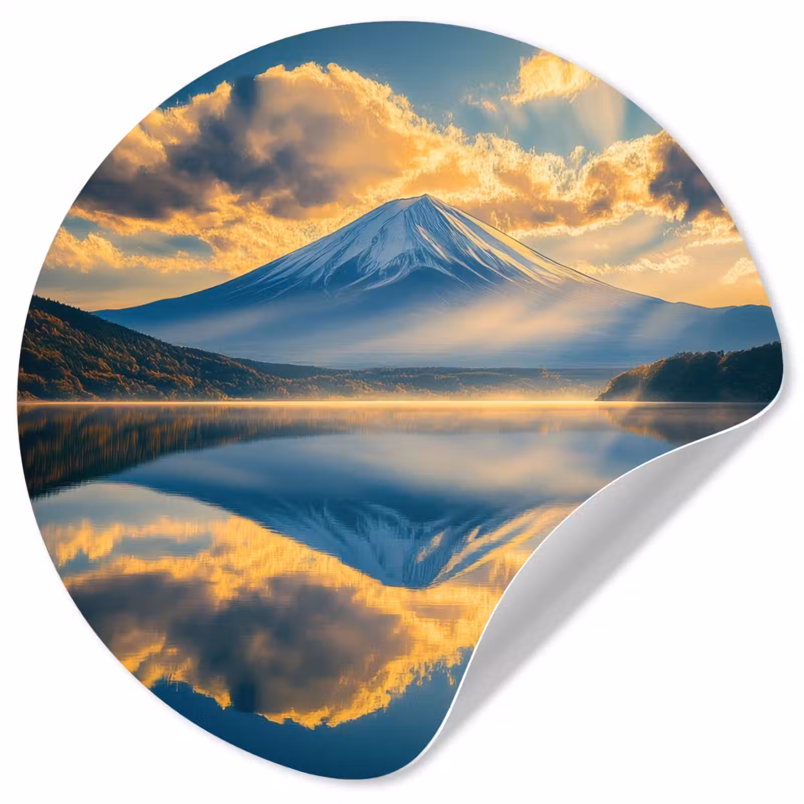 Behangcirkel - Berg - Rivier - Zonsondergang — 1
