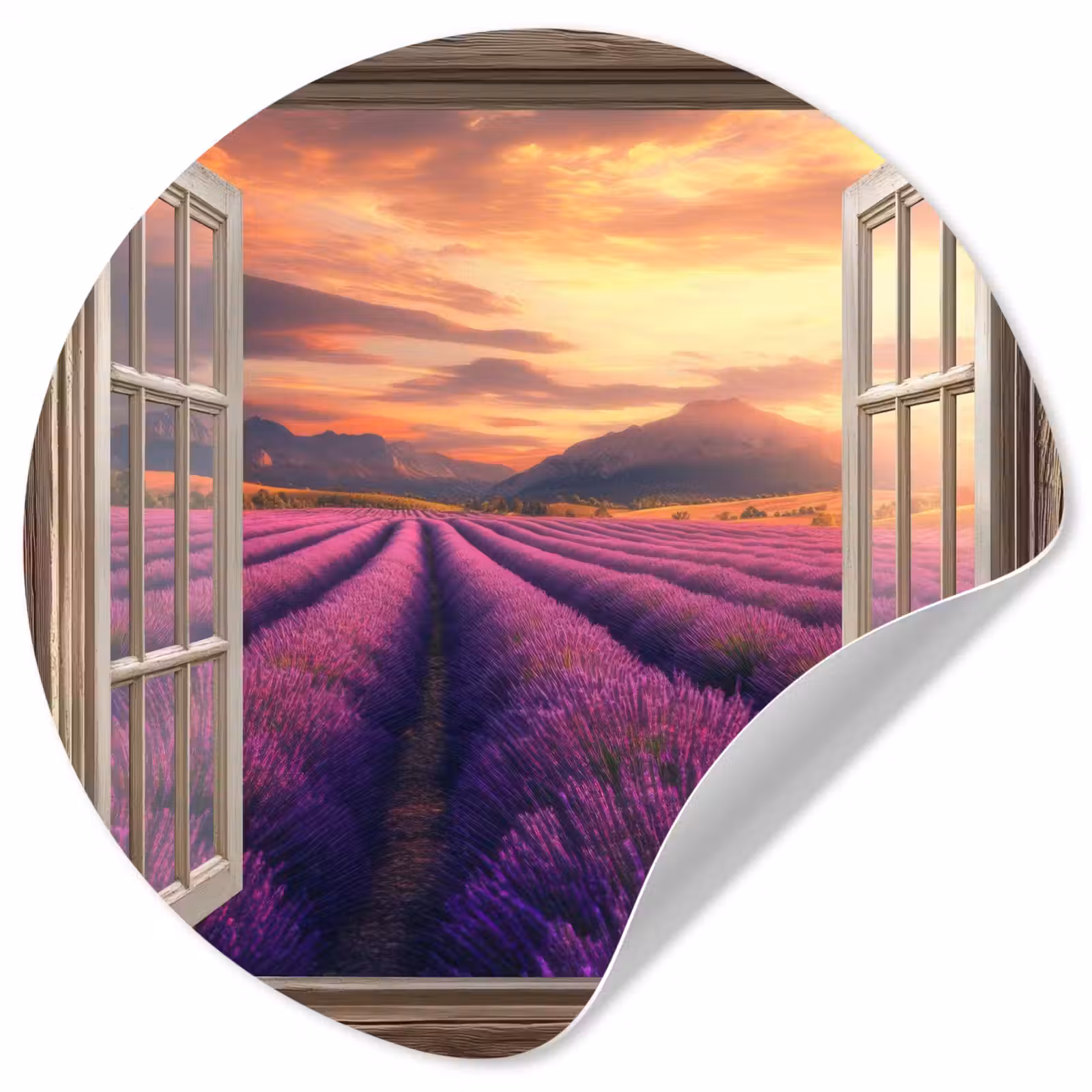Behangcirkel - Doorkijk - Lavendel - Landschap - Bloemen - Paars — 1