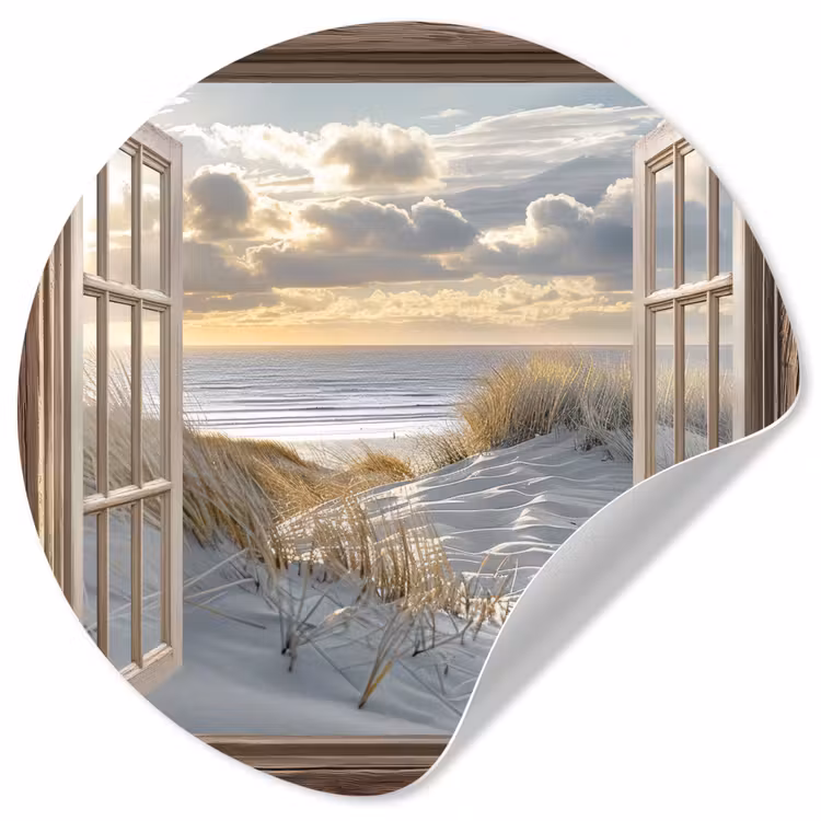 Behangcirkel - Doorkijk - Strand - Duinen - Zee - Natuur — 1