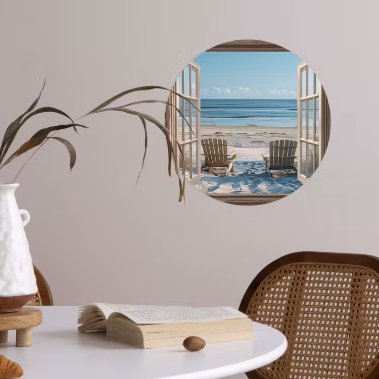 Behangcirkel - Doorkijk - Strandstoelen - Duinen - Zee - Natuur — 4