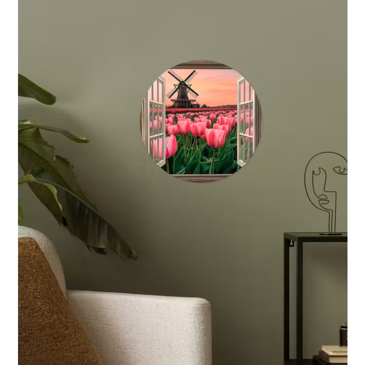 Behangcirkel - Doorkijk - Tulpen - Bloemen - Molen - Raam — 3
