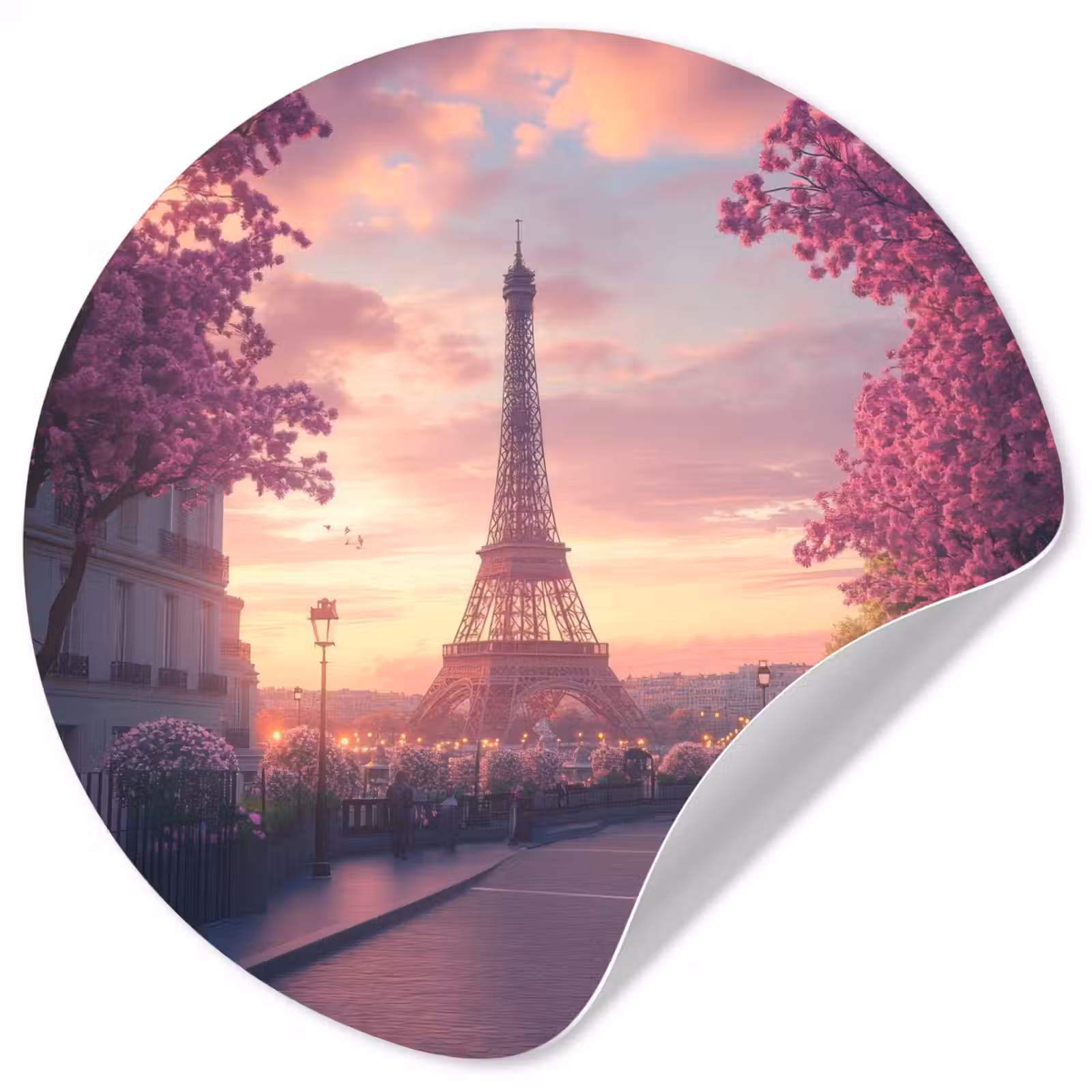 Behangcirkel - Eiffeltoren - Parijs - Roze — 1