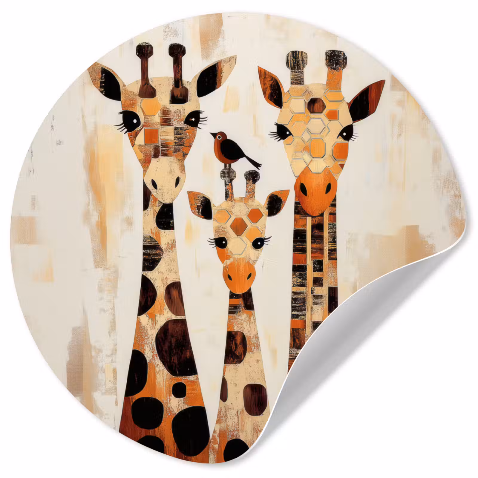 Behangcirkel - Giraffen - Cartoon - Crème — 1