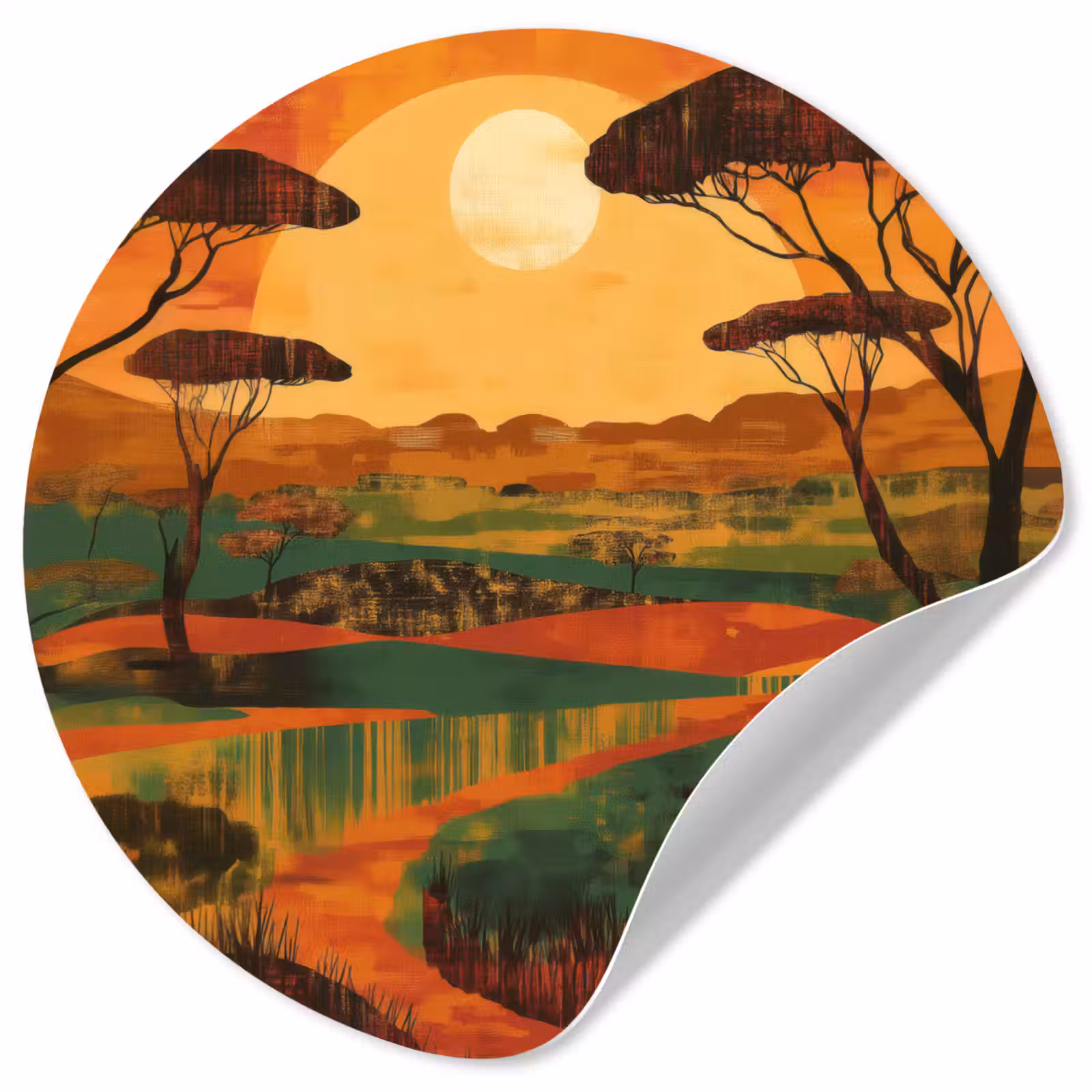 Behangcirkel - Landschap - Afrikaans - Zon — 1