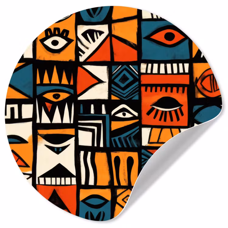 Behangcirkel - Abstract - Gezichten - Mozaïek — 1