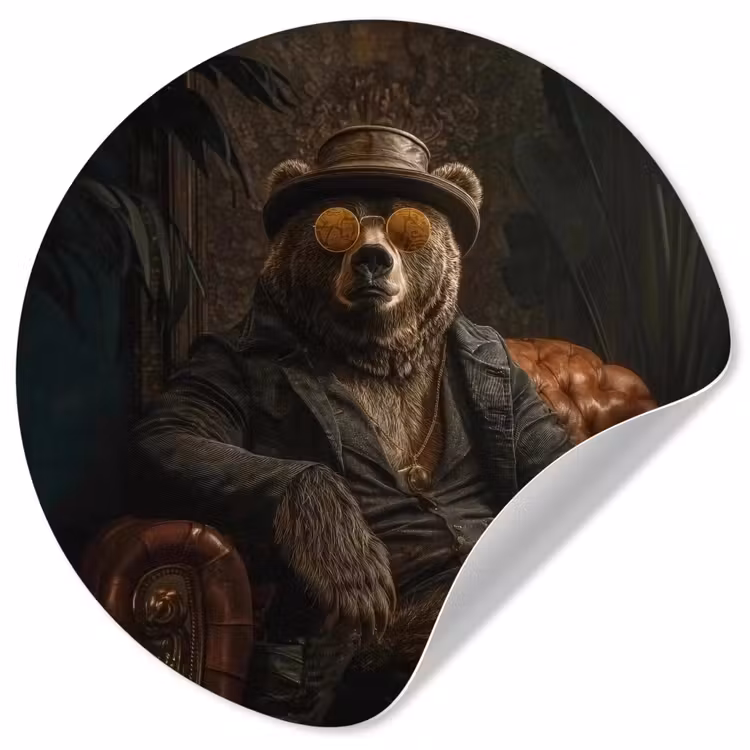 Behangcirkel - Beer - Bruin - Pak - Hoed — 1