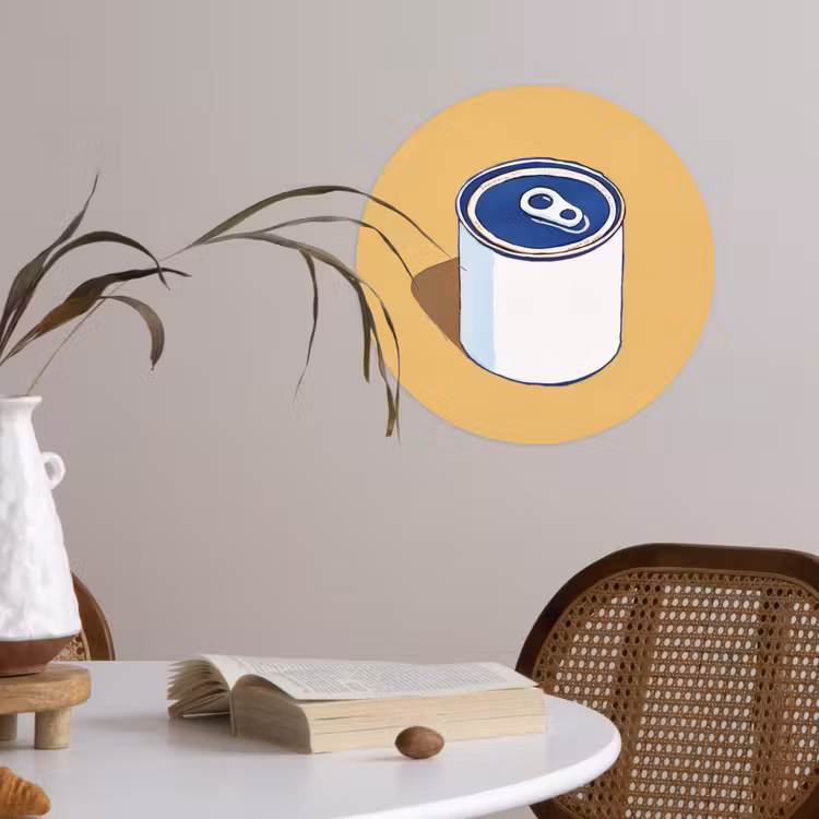 Behangcirkel - Blikje - Minimalistisch - Blauw - Illustratie — 4