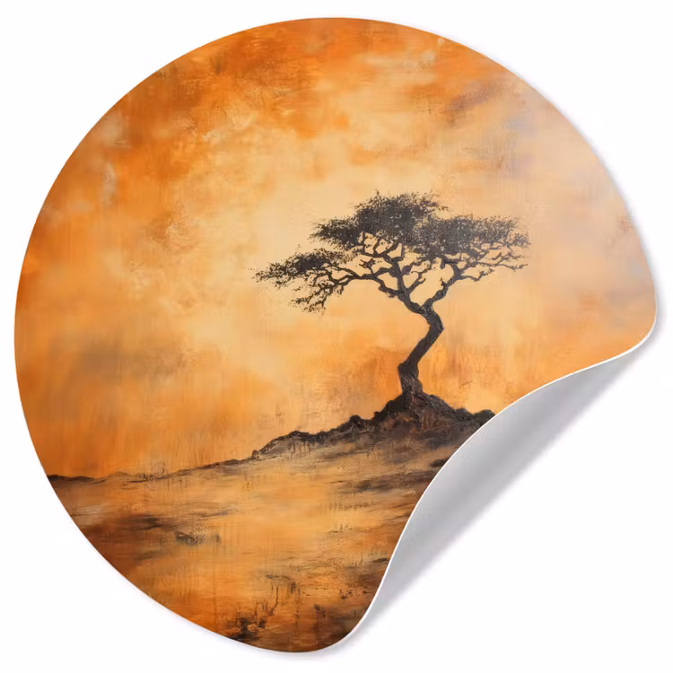 Behangcirkel - Boom - Landschap - Oranje — 1