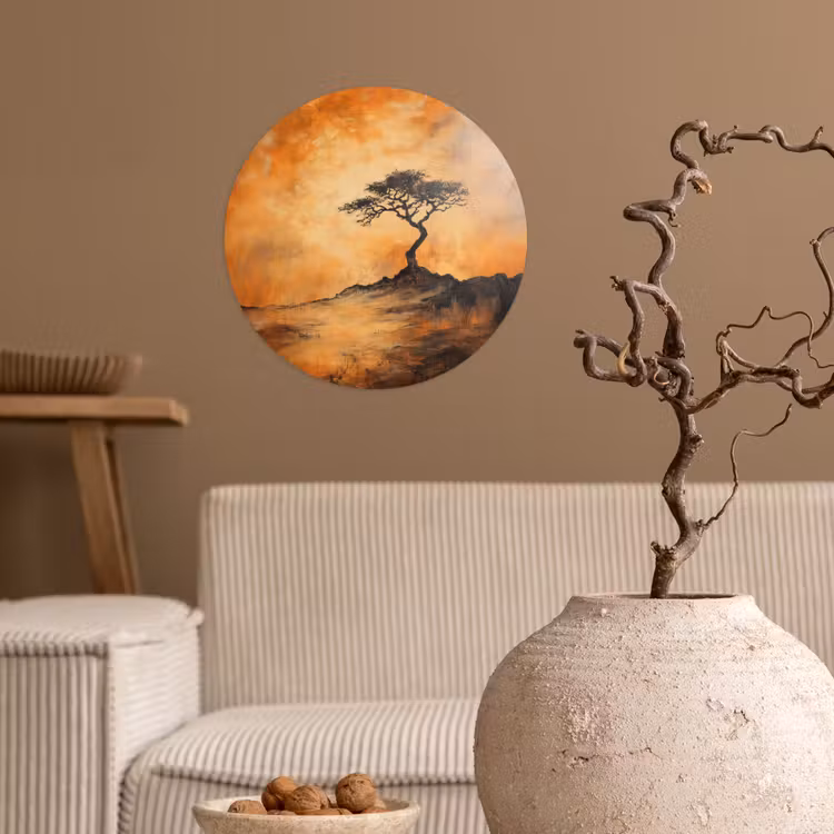 Behangcirkel - Boom - Landschap - Oranje — 2