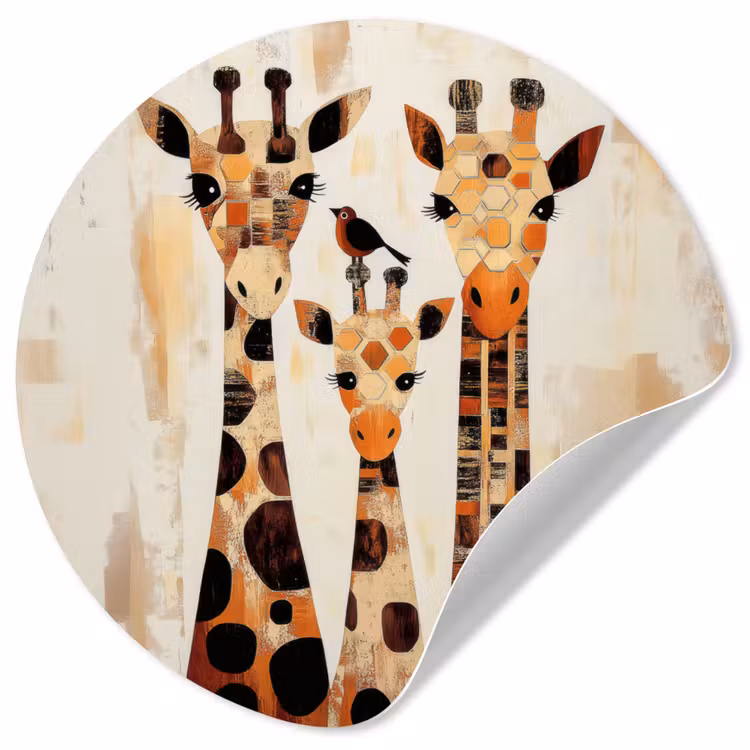 Behangcirkel - Giraffen - Cartoon - Crème — 1