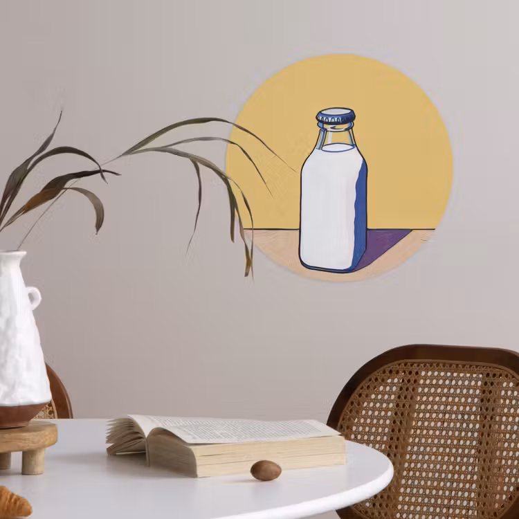 Behangcirkel - Glazen - Fles - Illustratie - Melk — 4
