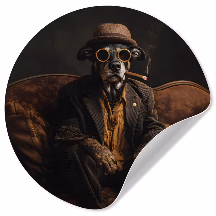 Behangcirkel - Hond - Sigaar - Hoed - Pak — 1
