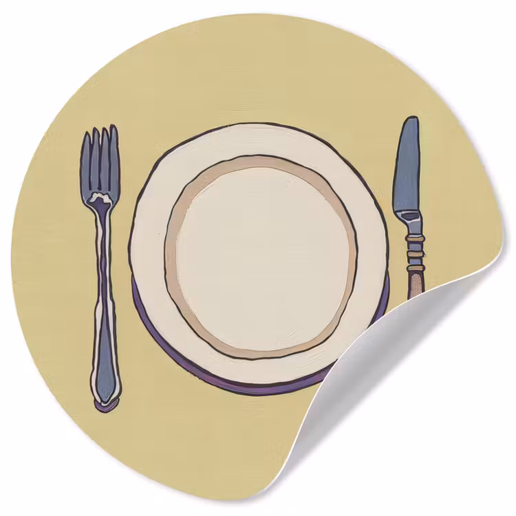 Behangcirkel - Illustratie - Bord - Bestek - Beige — 1