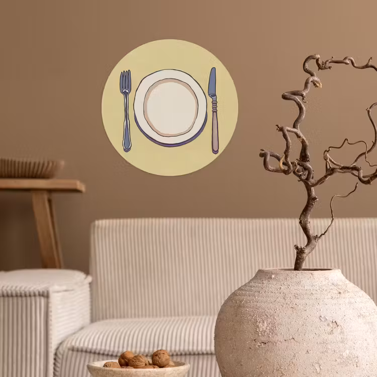 Behangcirkel - Illustratie - Bord - Bestek - Beige — 2