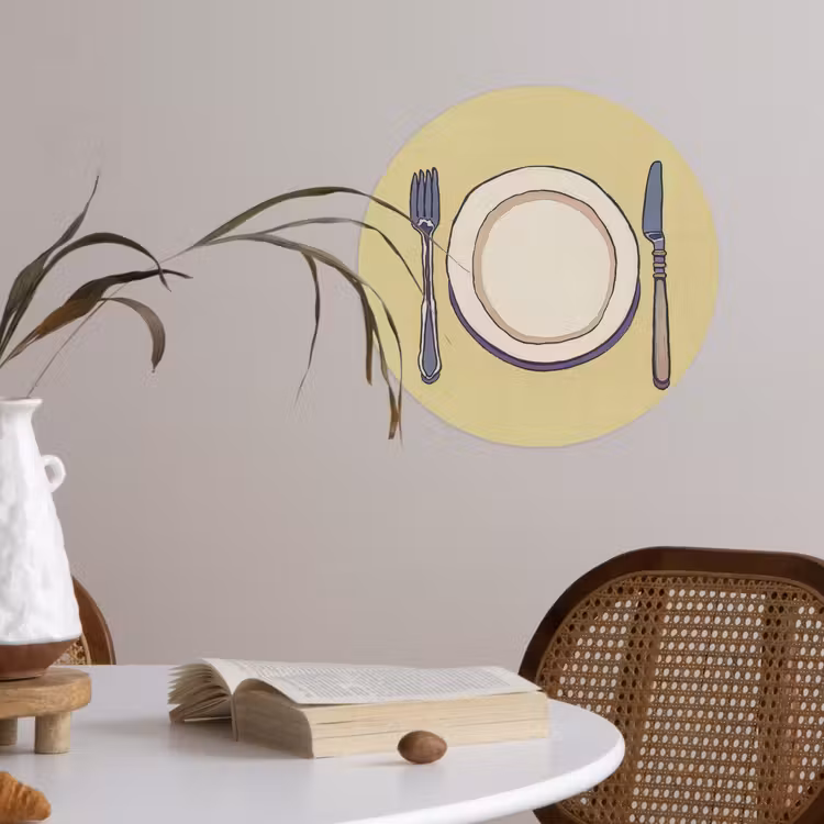 Behangcirkel - Illustratie - Bord - Bestek - Beige — 4
