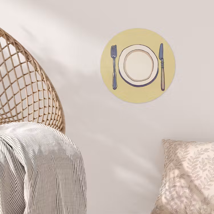 Behangcirkel - Illustratie - Bord - Bestek - Beige — 5