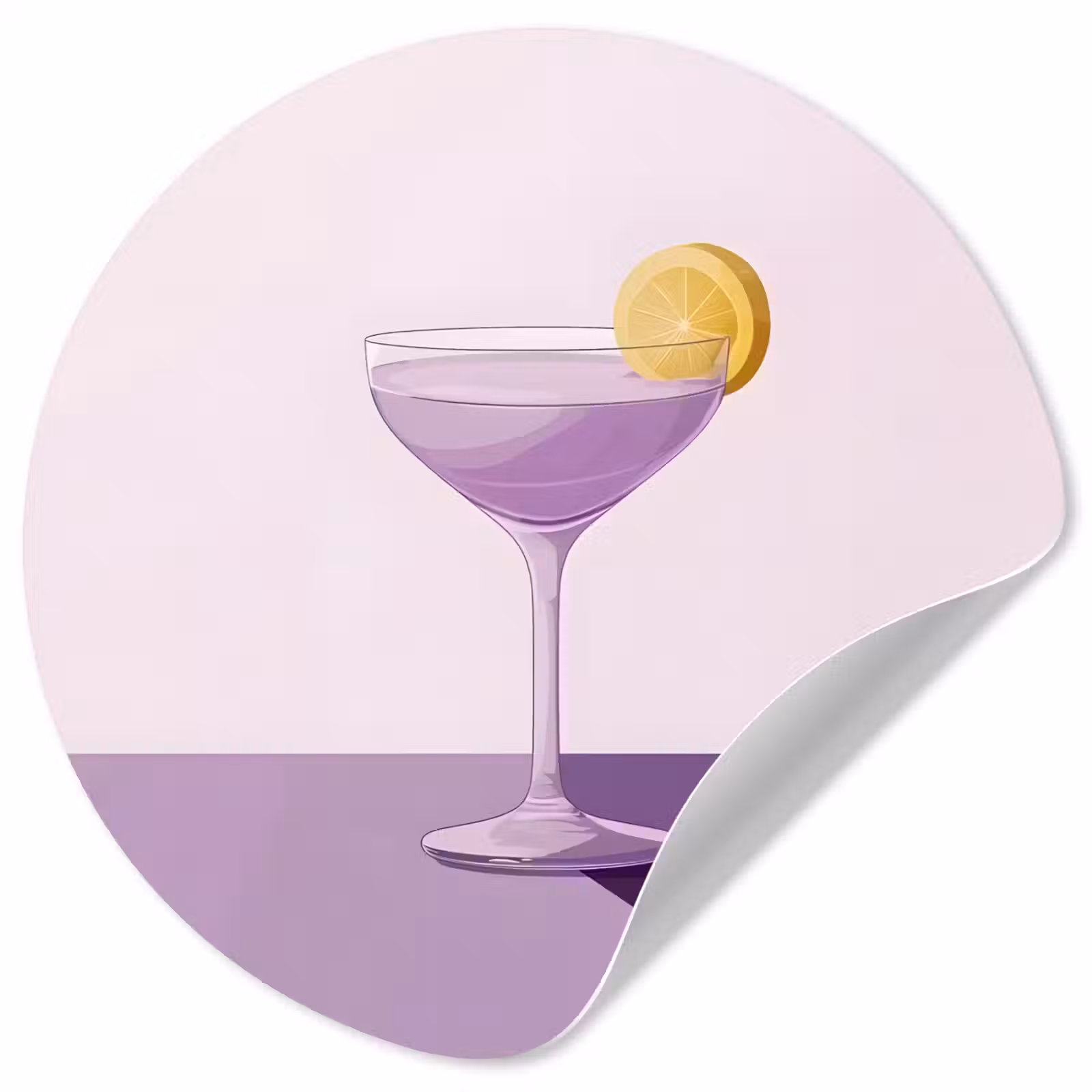 Behangcirkel - Cocktail - Paars - Minimalistisch - Citroen — 1