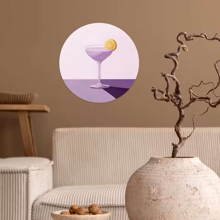 Behangcirkel - Cocktail - Paars - Minimalistisch - Citroen — 2