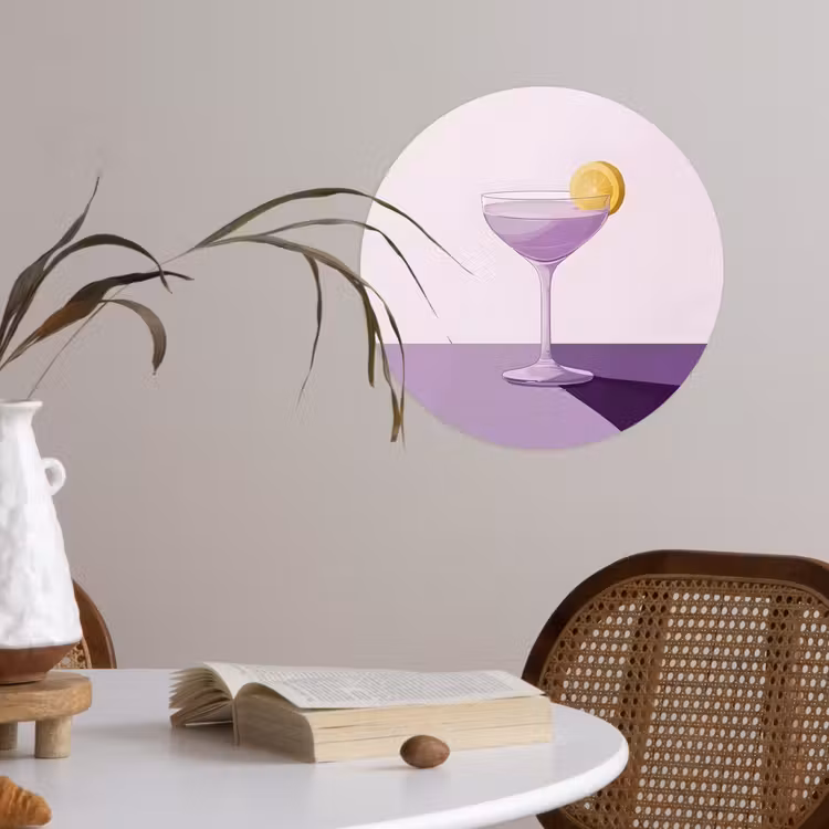 Behangcirkel - Cocktail - Paars - Minimalistisch - Citroen — 4