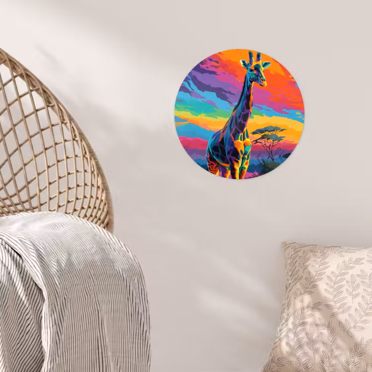 Behangcirkel - Giraffe - Savanna - Lucht - Gekleurd — 5