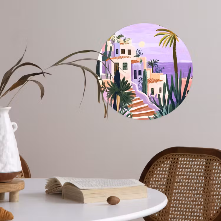 Behangcirkel - Huizen - Minimalistisch - Palmbomen - Kust — 4