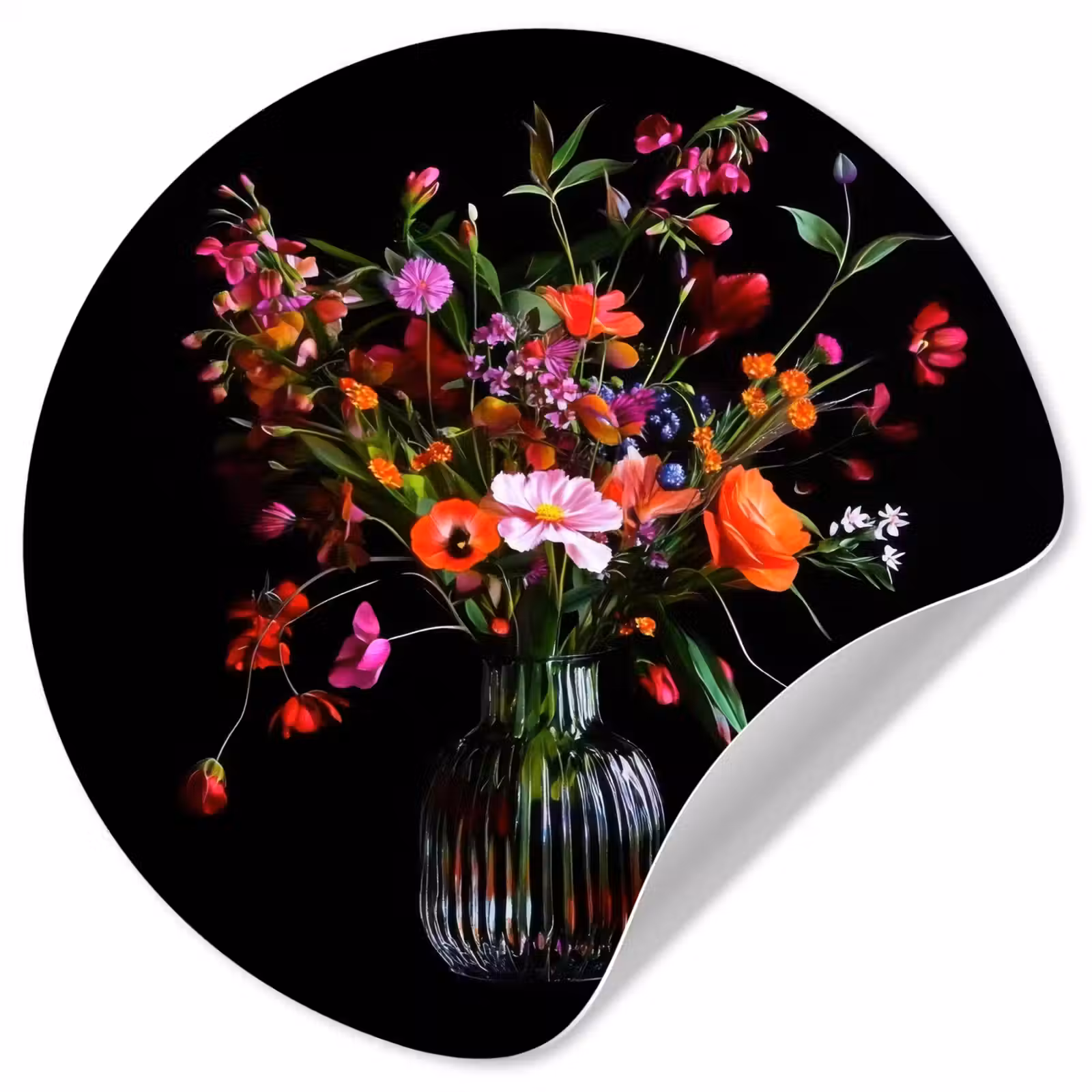 Behangcirkel - Boeket - Veldbloemen - Vaas — 1