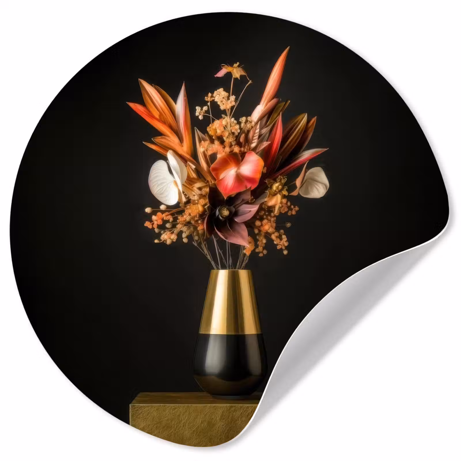 Behangcirkel - Exotisch - Boeket - Vaas - Goud — 1