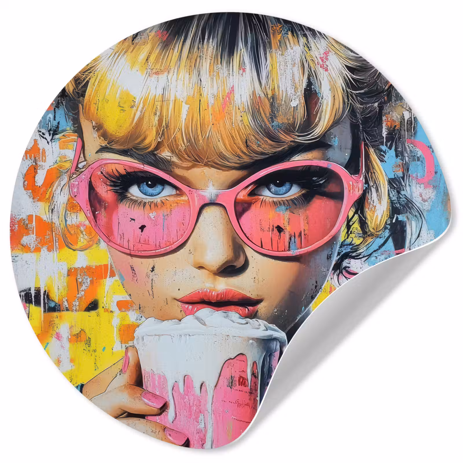 Behangcirkel - Expressief - Milkshake - Vrouw - Felle kleuren — 1