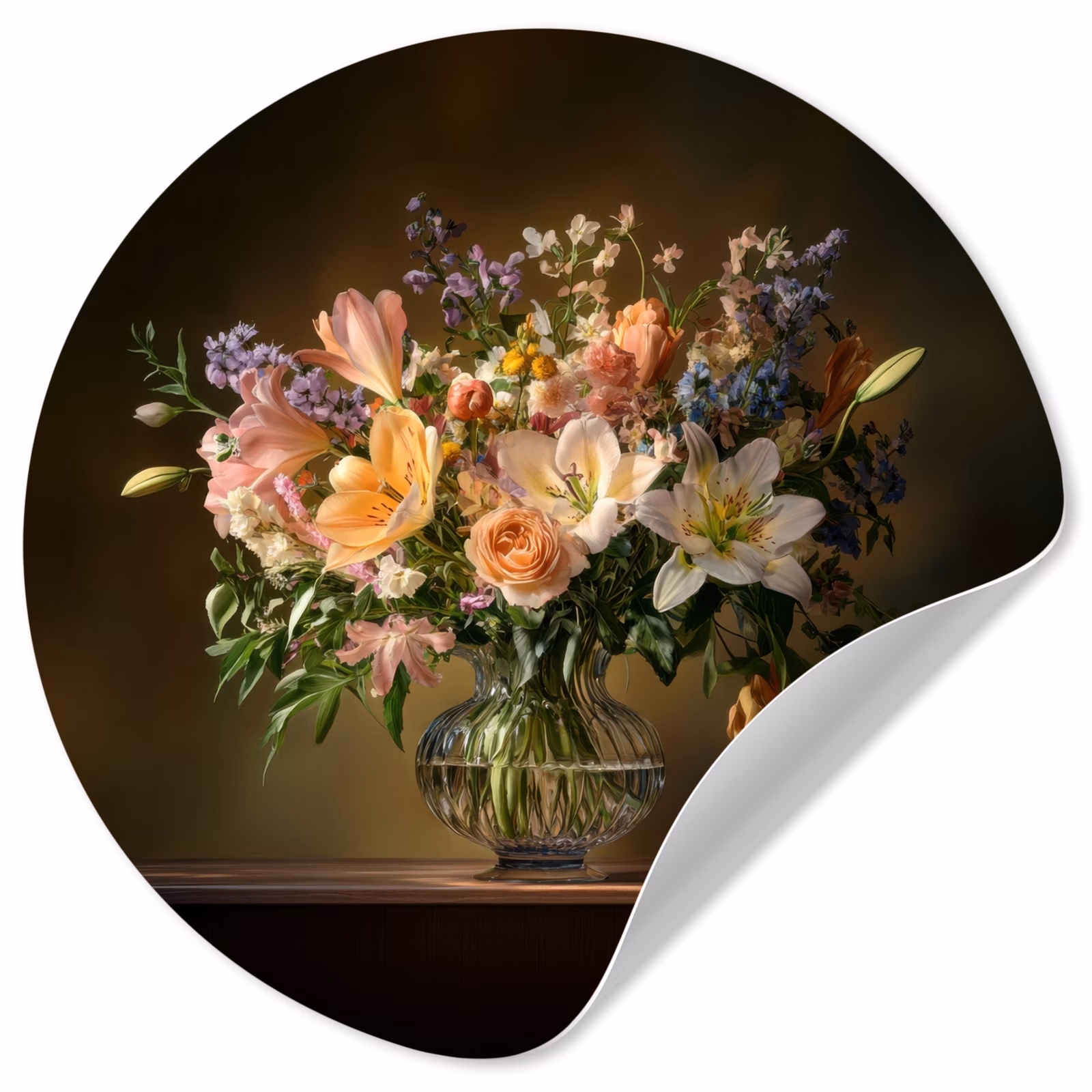 Behangcirkel - Glazen - Bloemen - Boeket - Kleuren — 1