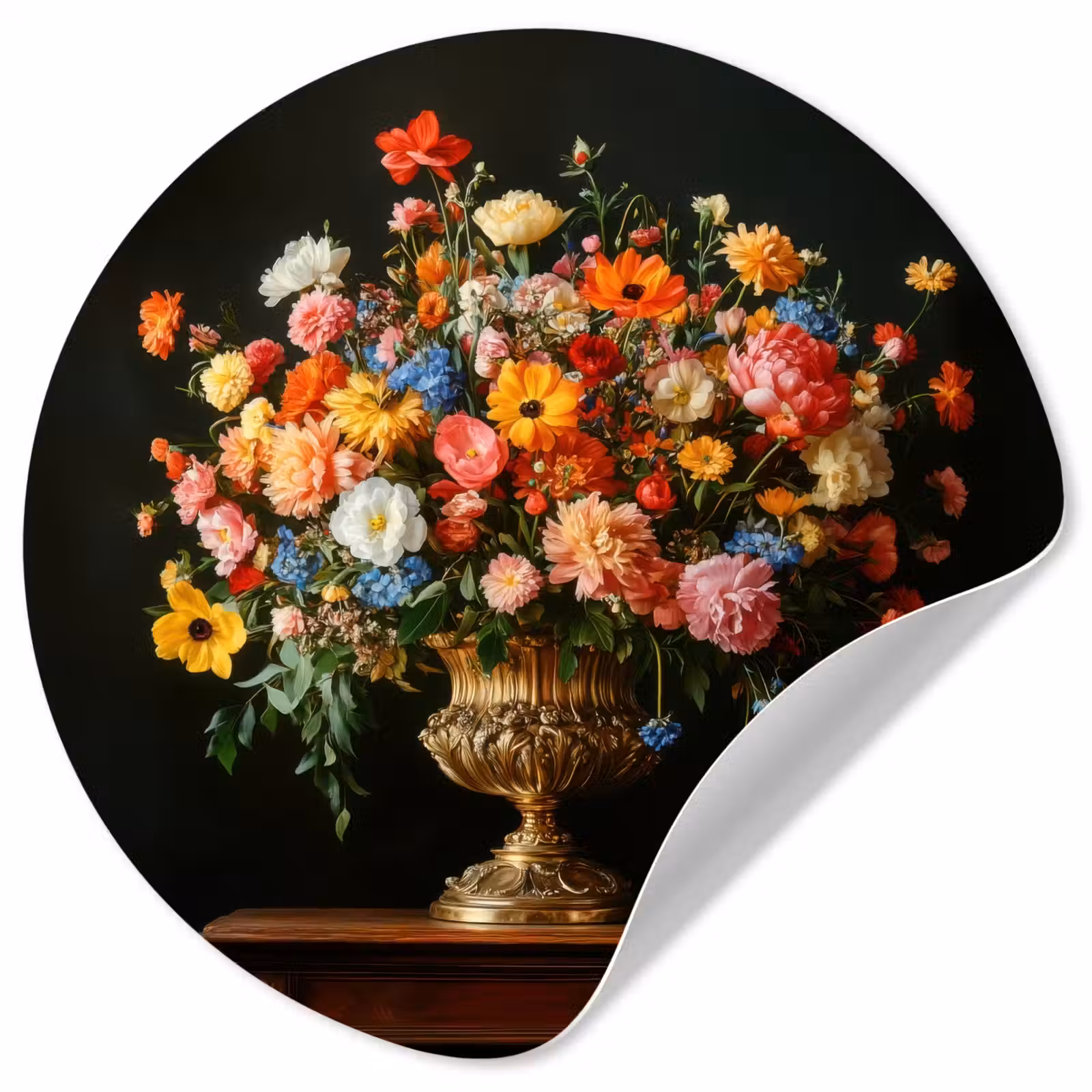 Behangcirkel - Goud - Bloemen - Kleuren - Vaas — 1